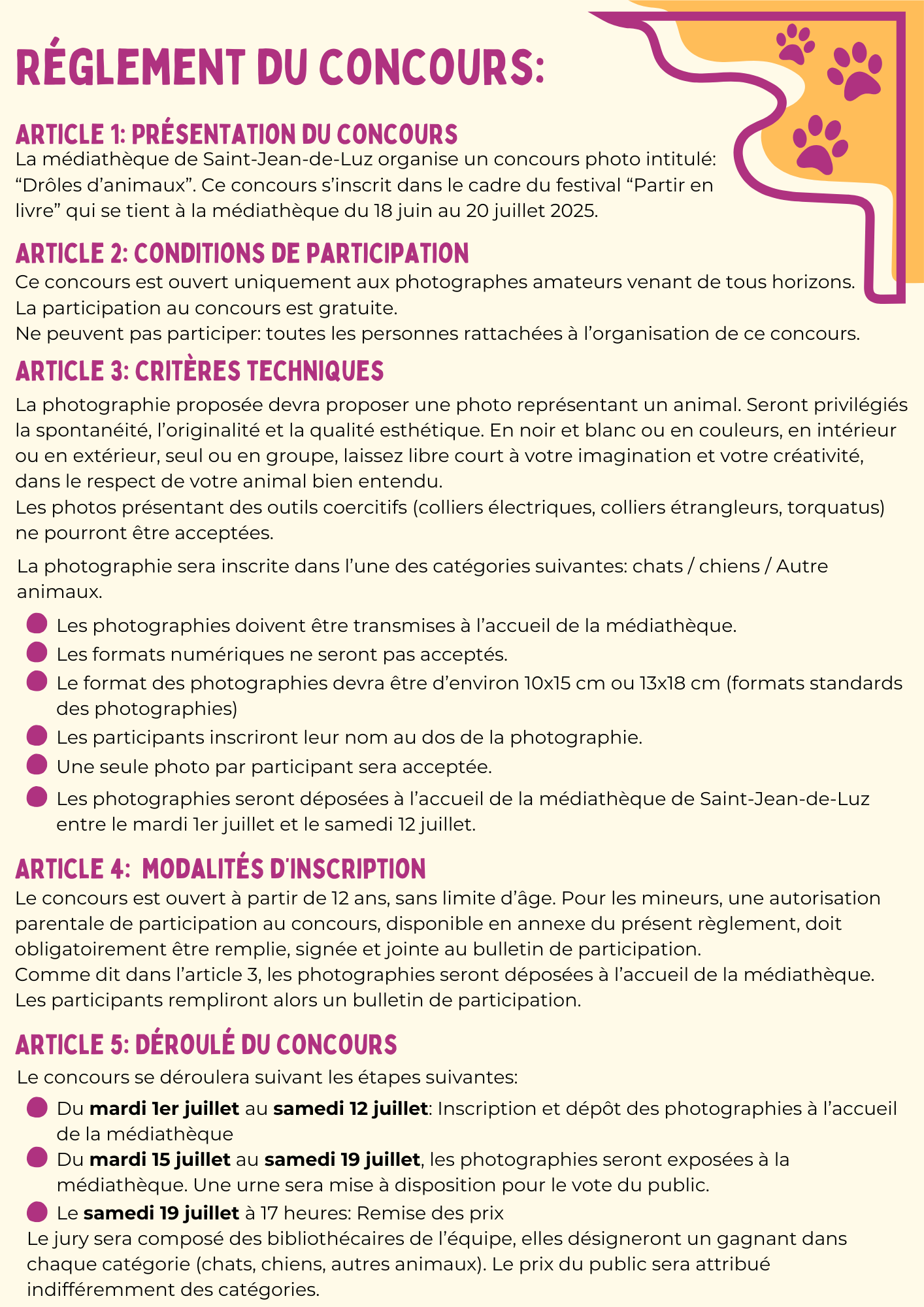 réglement concours 1